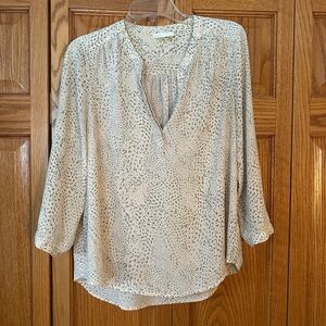 DAHLIA Light Pink Faded Blouse 3/4 Sleeves V-Neck | Size M